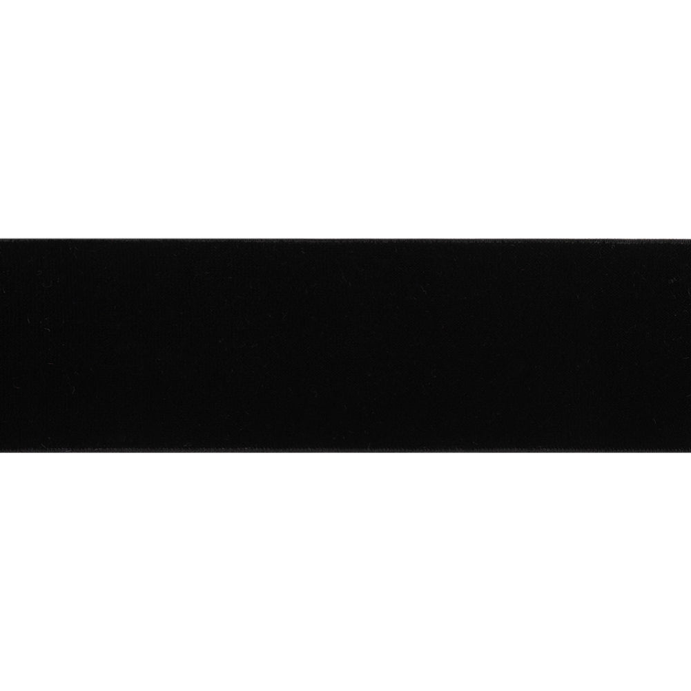 Stretch Velvet Ribbon Trim Made in Italy - 2" - Black - Gislaine Collection - Folded