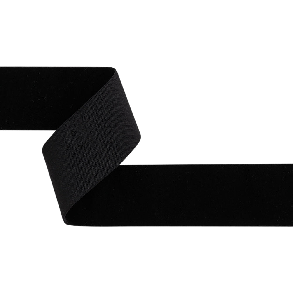 Stretch Velvet Ribbon Trim Made in Italy - 2" - Black - Gislaine Collection