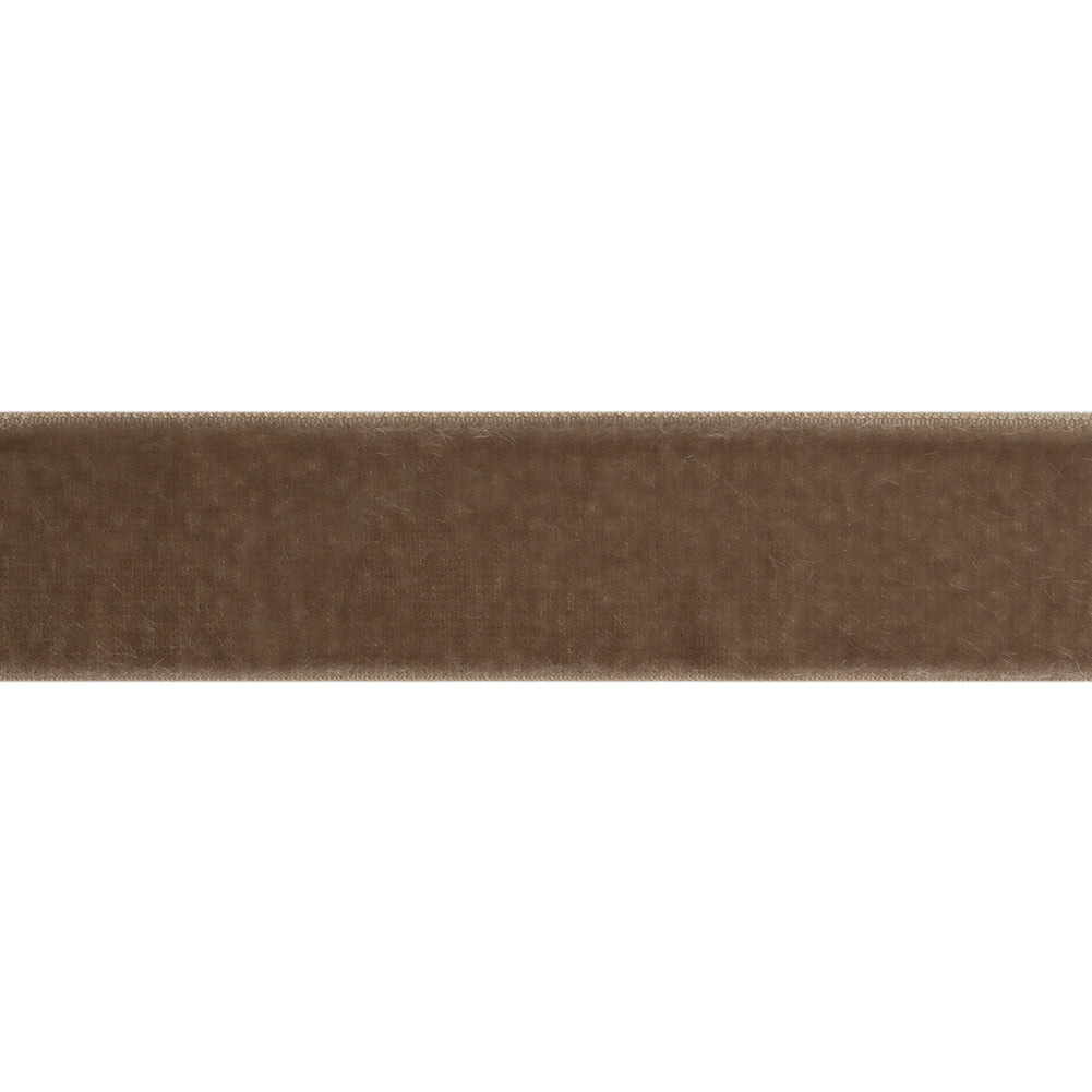 Stretch Velvet Ribbon Trim Made in Italy - 0.875" - Beige - Gislaine Collection - Folded