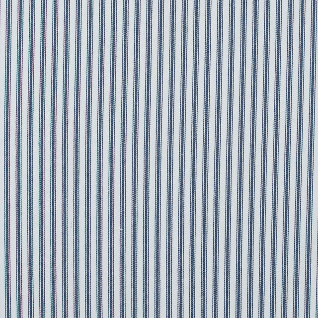 Navy and White Ticking Striped Cotton Twill