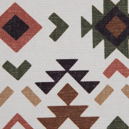 Brown and Green Geometric Printed Brushed Canvas Detail