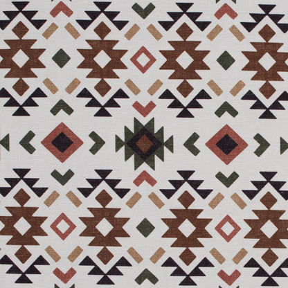 Brown and Green Geometric Printed Brushed Canvas