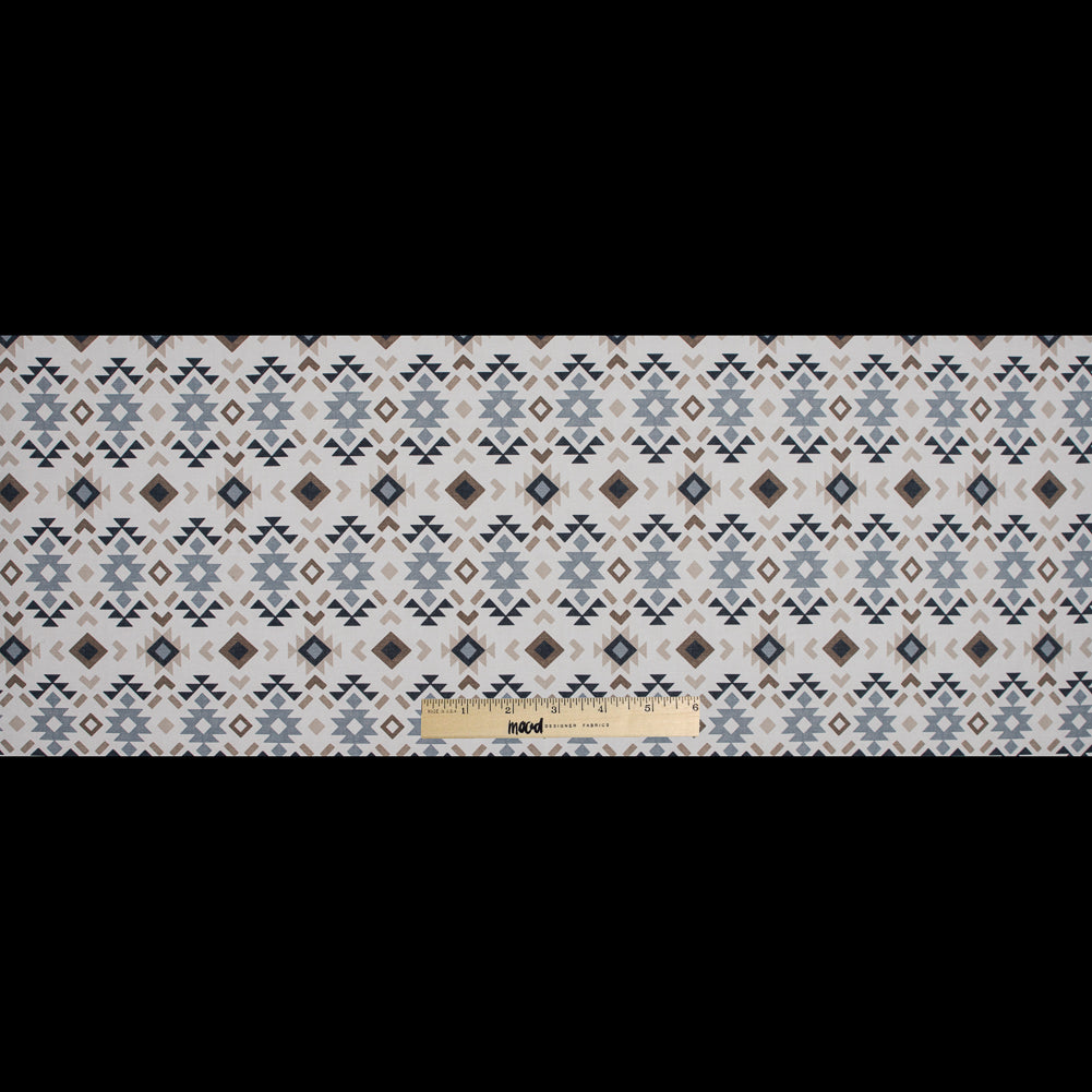 Beige and Gray Geometric Printed Brushed Canvas Full