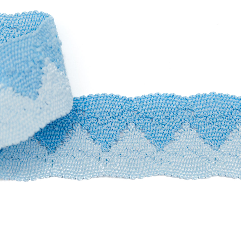 Blue Two-Tone European Crochet Trim - 1" Detail