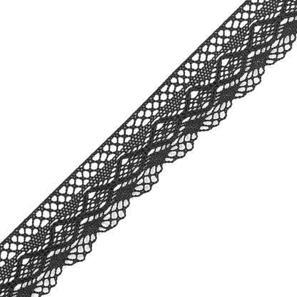 Black European Crochet Trim - 1" Detail
