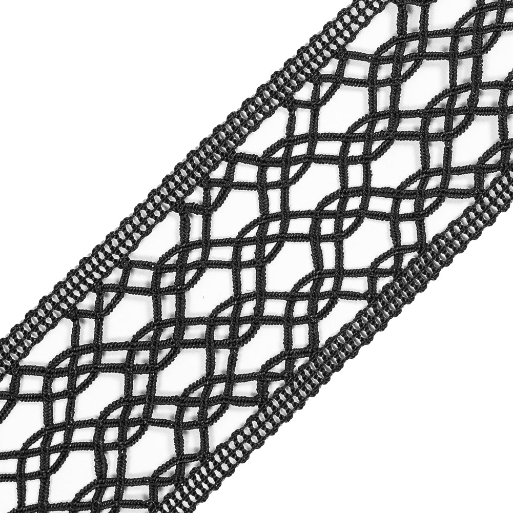 Black European Crochet Trim - 2.25 - Detail