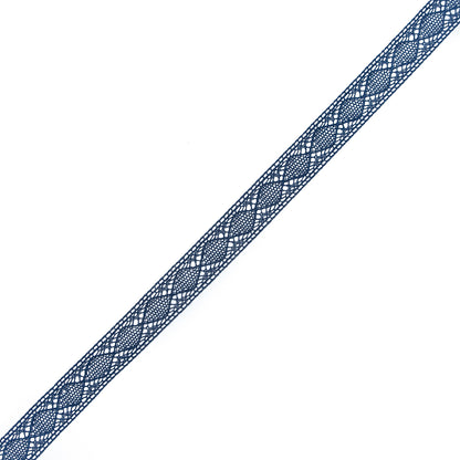 European Navy Diamonds Crochet Lace Cotton Trimming - 3/4"