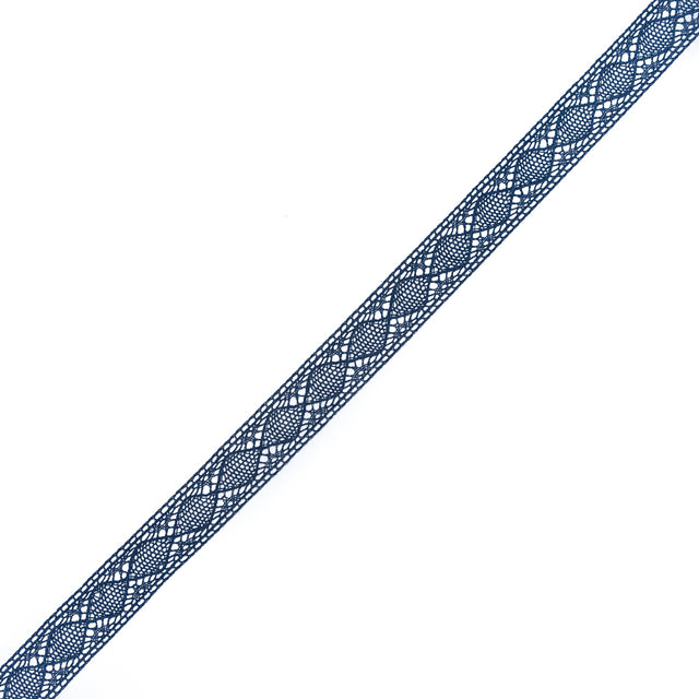 European Navy Diamonds Crochet Lace Cotton Trimming - 3/4"