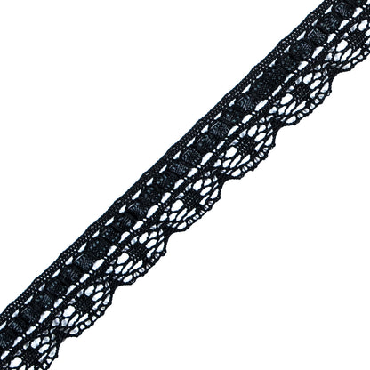 Black European Crochet Trim - 0.75" Detail