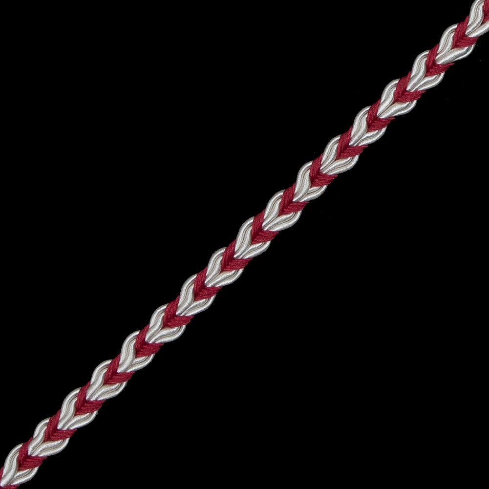 Wine and White Two-Tone Braided Trim - 0.25" Detail