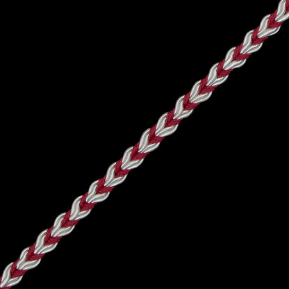 Wine and White Two-Tone Braided Trim - 0.25" Detail
