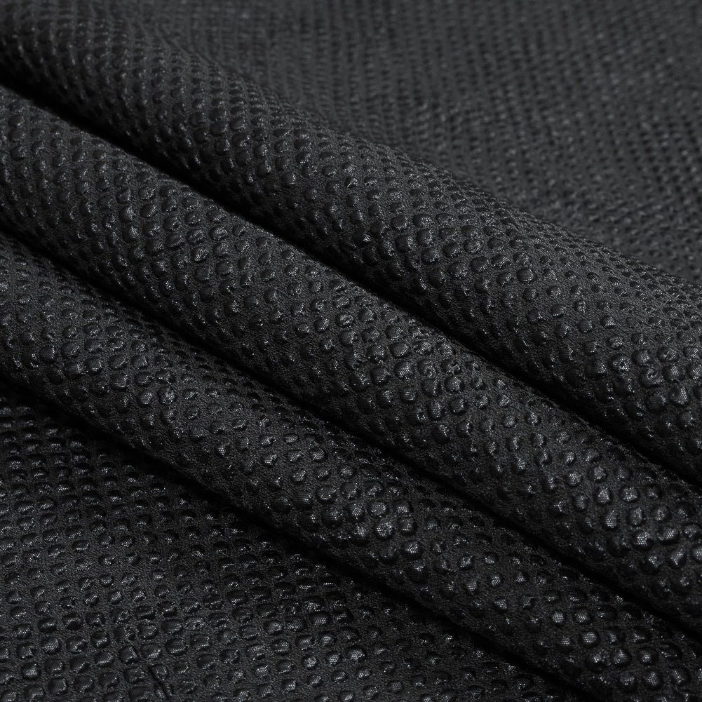 Metallic Black and Navy Diamond Quilted Brocade - Detail