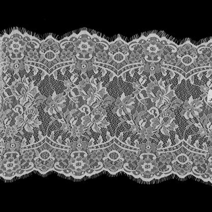 White Wide Floral Lace with Eyelash Edges