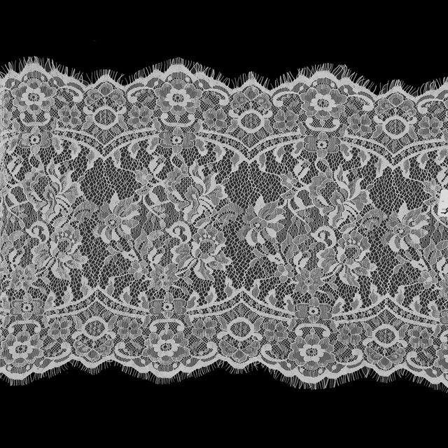 White Wide Floral Lace with Eyelash Edges