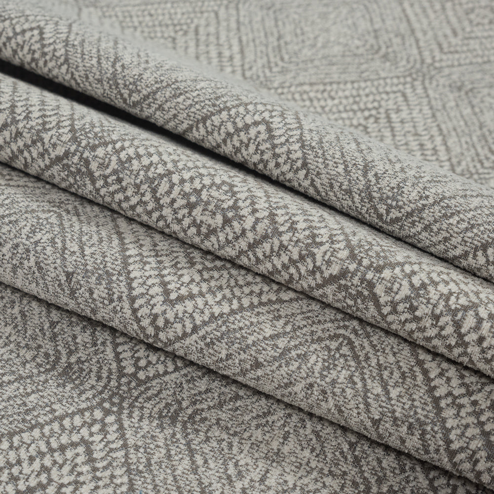 Shale Diamond Patterned Upholstery Chenille - Folded