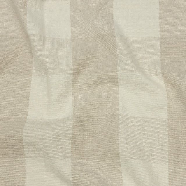 Beige and Cream Buffalo Check Linen and Cotton Woven