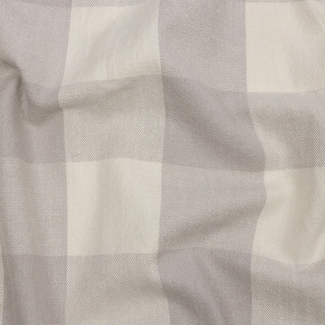 Fog and Cream Buffalo Check Linen and Cotton Woven