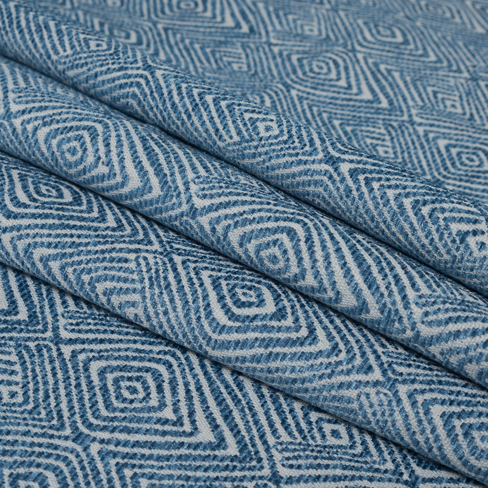 Blue Jay Diamond Patterned Upholstery Chenille - Folded