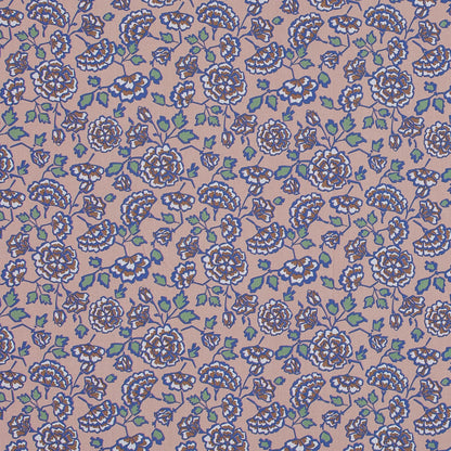 European Beige and Dusted Peri Floral Cotton Poplin