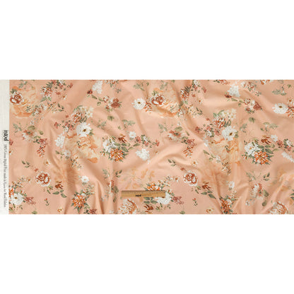 Cotton Poplin - Peach Pink Floral - Flores de las Montanas Print - Mood Exclusive Felipe Collection Folded