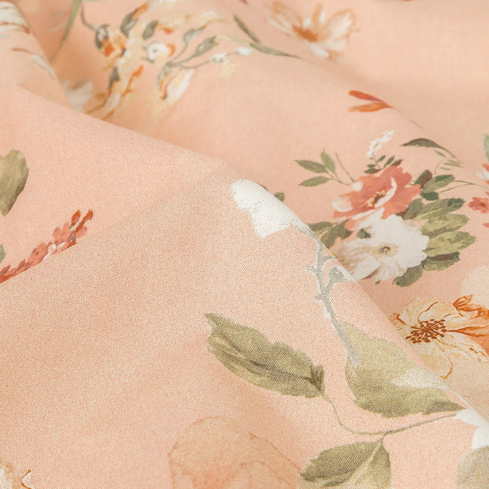 Cotton Poplin - Peach Pink Floral - Flores de las Montanas Print - Mood Exclusive Felipe Collection Full