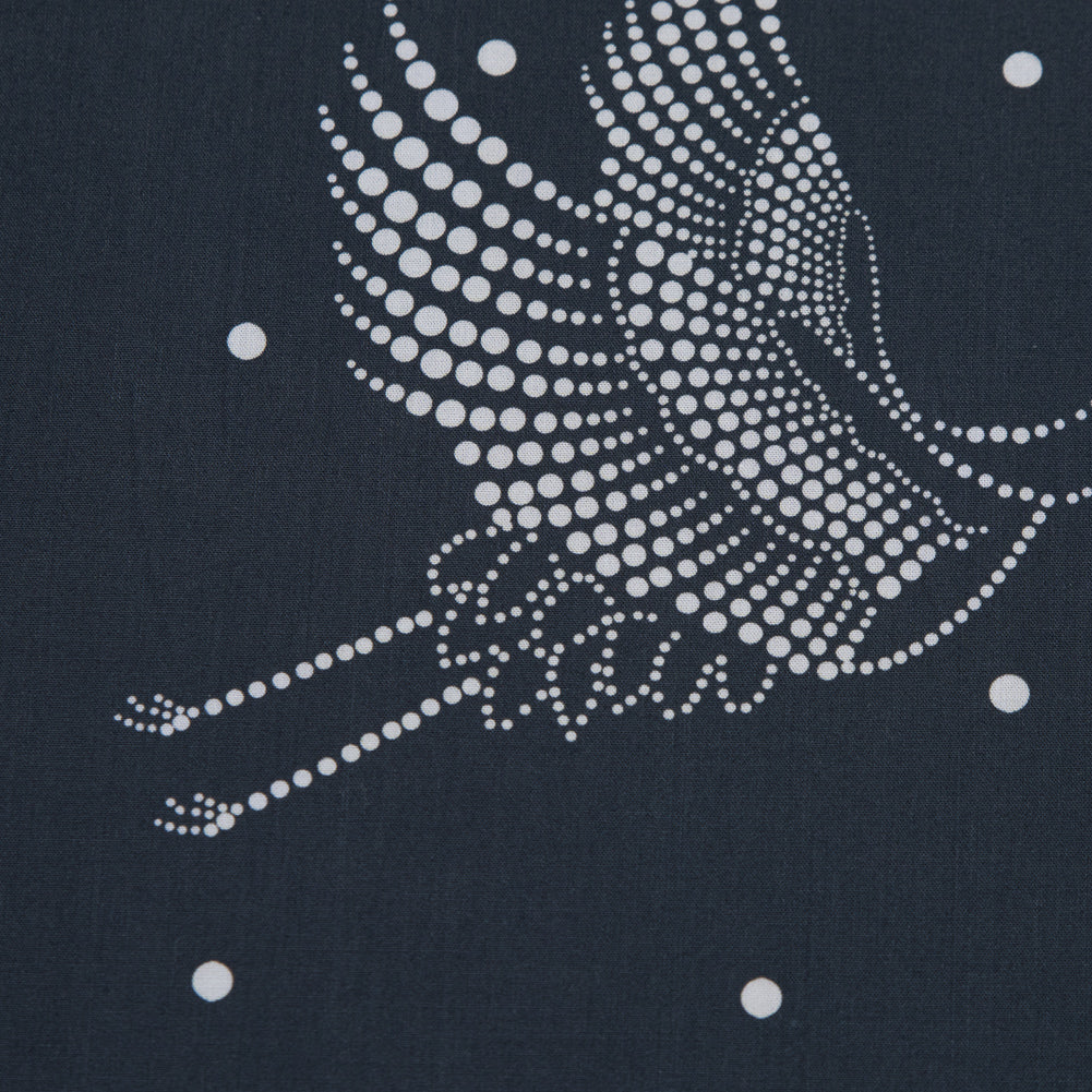 European Black and White Constellation Cranes Cotton Poplin Full