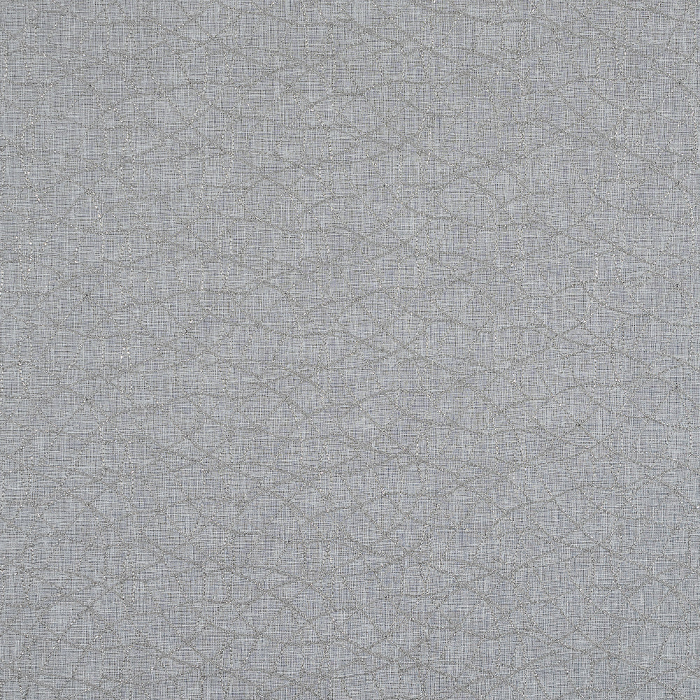 Gray and Metallic Silver Embroidered Drapery Sheer