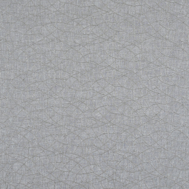 Gray and Metallic Silver Embroidered Drapery Sheer