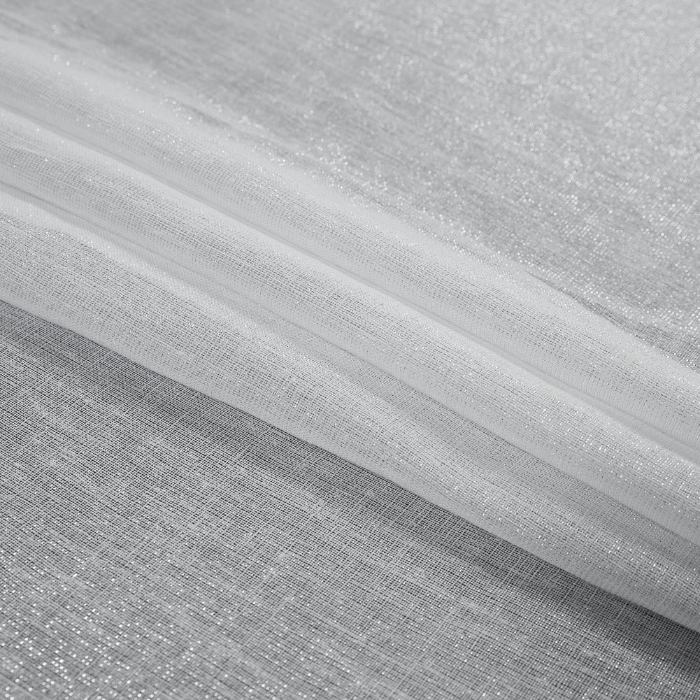 White and Metallic Silver Drapery Sheer - Folded