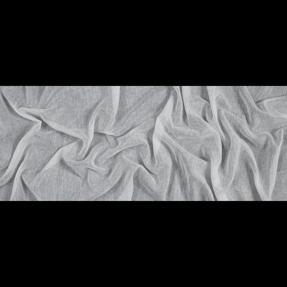 White and Metallic Silver Drapery Sheer - Full