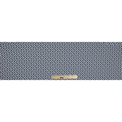 Navy and White Geometric Combed Cotton Sateen Folded
