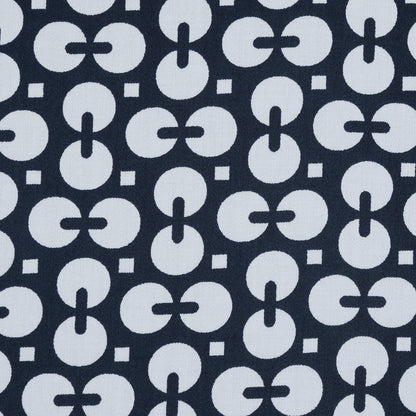 Navy and White Geometric Combed Cotton Sateen Full