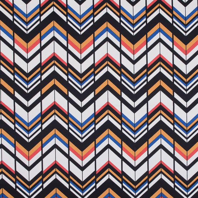 Yellow, Red and Blue Chevron Stretch Cotton Sateen