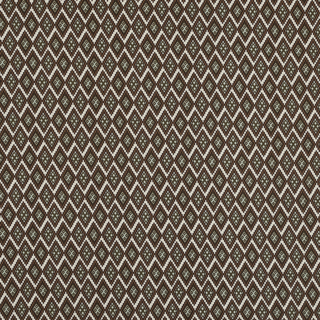 Mulch Brown and Desert Sage Geometric Stretch Cotton Twill