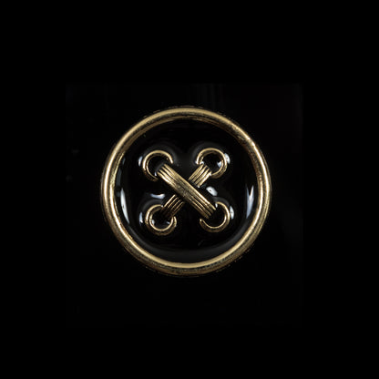 Italian Black and Gold Metal Button - 32L/20mm