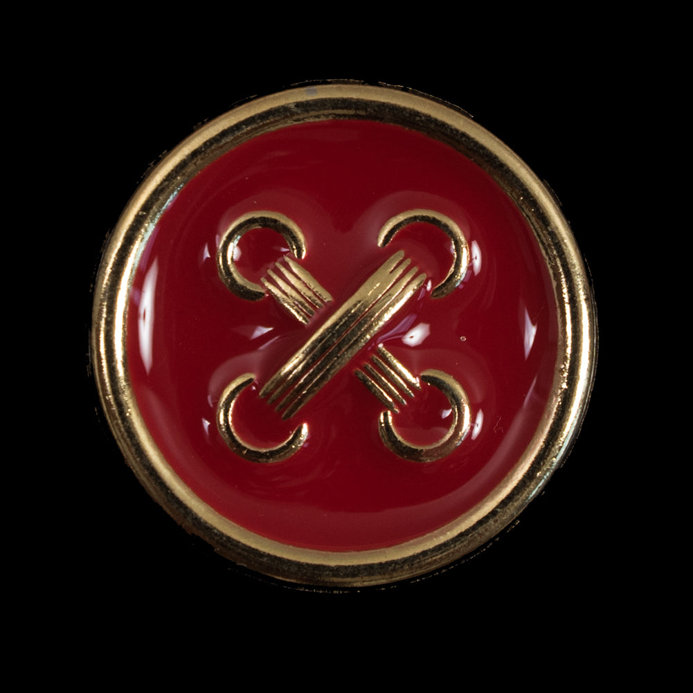 Italian Red and Gold Metal Button - 44L/27mm