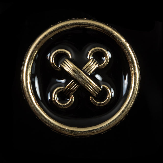 Italian Black and Gold Metal Button - 44L/28mm