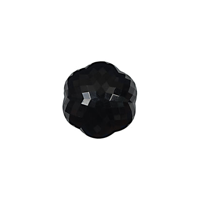 Italian Black Floral Beveled Shank Back Button - 24L/15mm