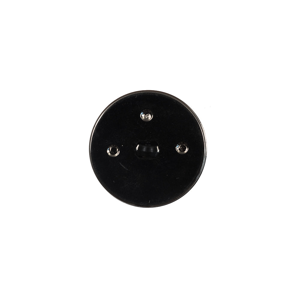 Italian Black and Silver Plastic Shank Back Button - 24L/15mm Detail