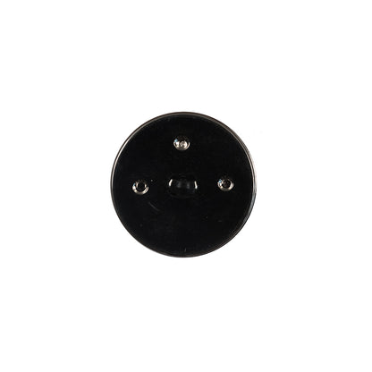 Italian Black and Silver Plastic Shank Back Button - 24L/15mm Detail