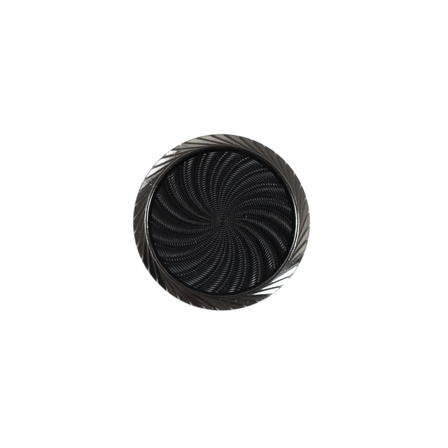 Italian Black and Silver Plastic Shank Back Button - 24L/15mm