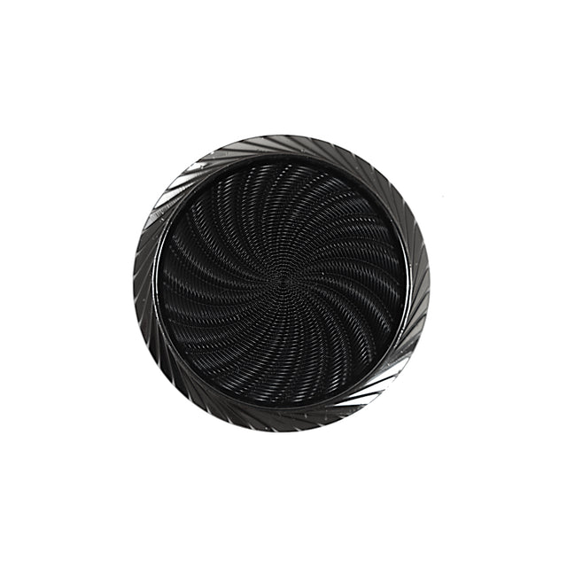 Italian Black and Silver Plastic Shank Back Button - 36L/23mm