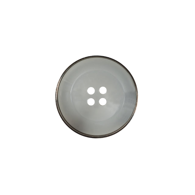 Italian Gray Metal Rimmed Plastic Button - 28L/18mm