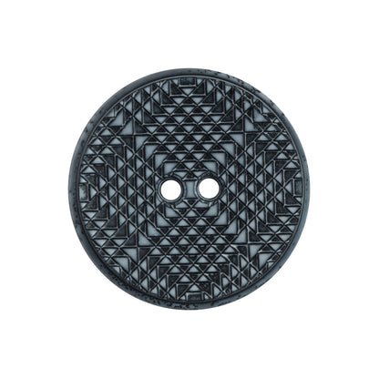 Italian Black and Gray Geometric 2-Hole Button - 40L/25mm