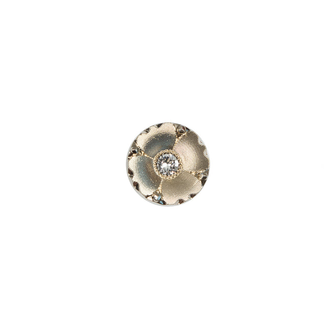 Italian Gold Floral Button with Rhinestone Core - 16L/10mm