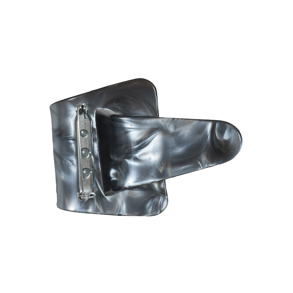 Italian Metallic Gray Marbled Buckle Brooch - 2.5 - Detail