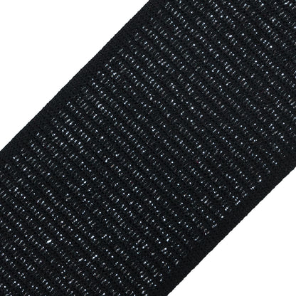 Italian Black and Metallic Silver Elastic Trim - 2.75 - Detail