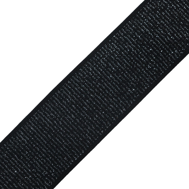 Italian Black and Metallic Silver Elastic Trim - 2.75