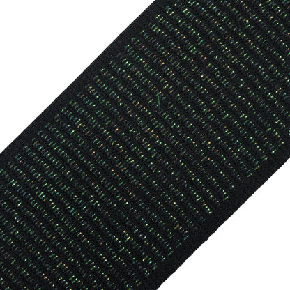 Italian Black and Metallic Green Elastic Trim - 2.75 - Detail
