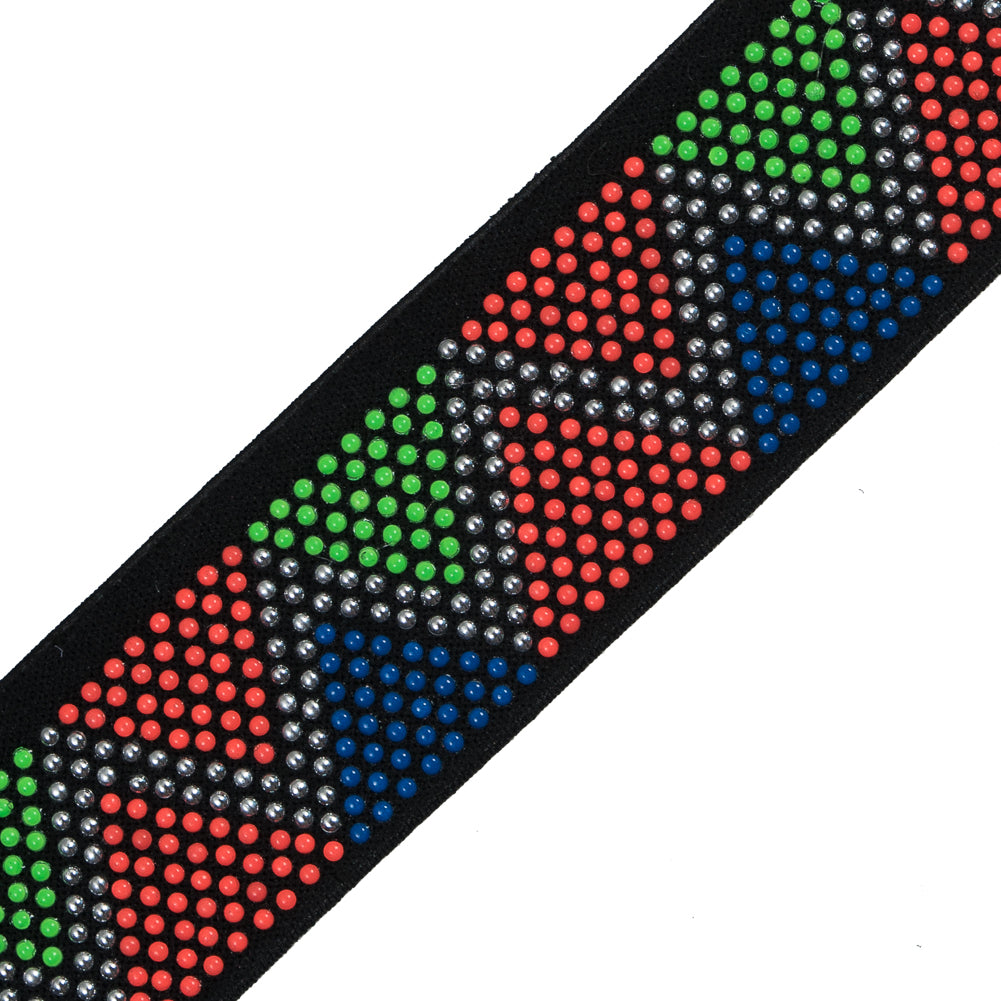 Italian Multicolor Elastic with Chevron Gems - 1.5 - Detail